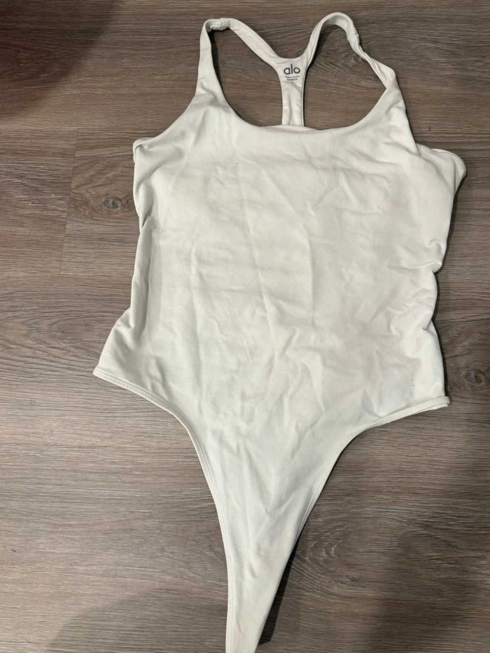 ALO Yoga Cream Racerback Bodysuit